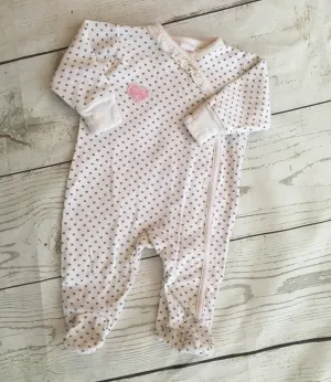 1 Months Heart Print Sleepsuit