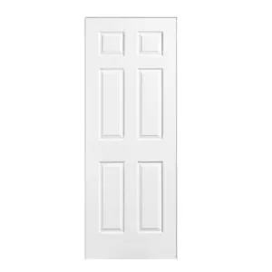 6 Panel Smooth Molded Prehung Door, Primed Flat Jamb, No casing