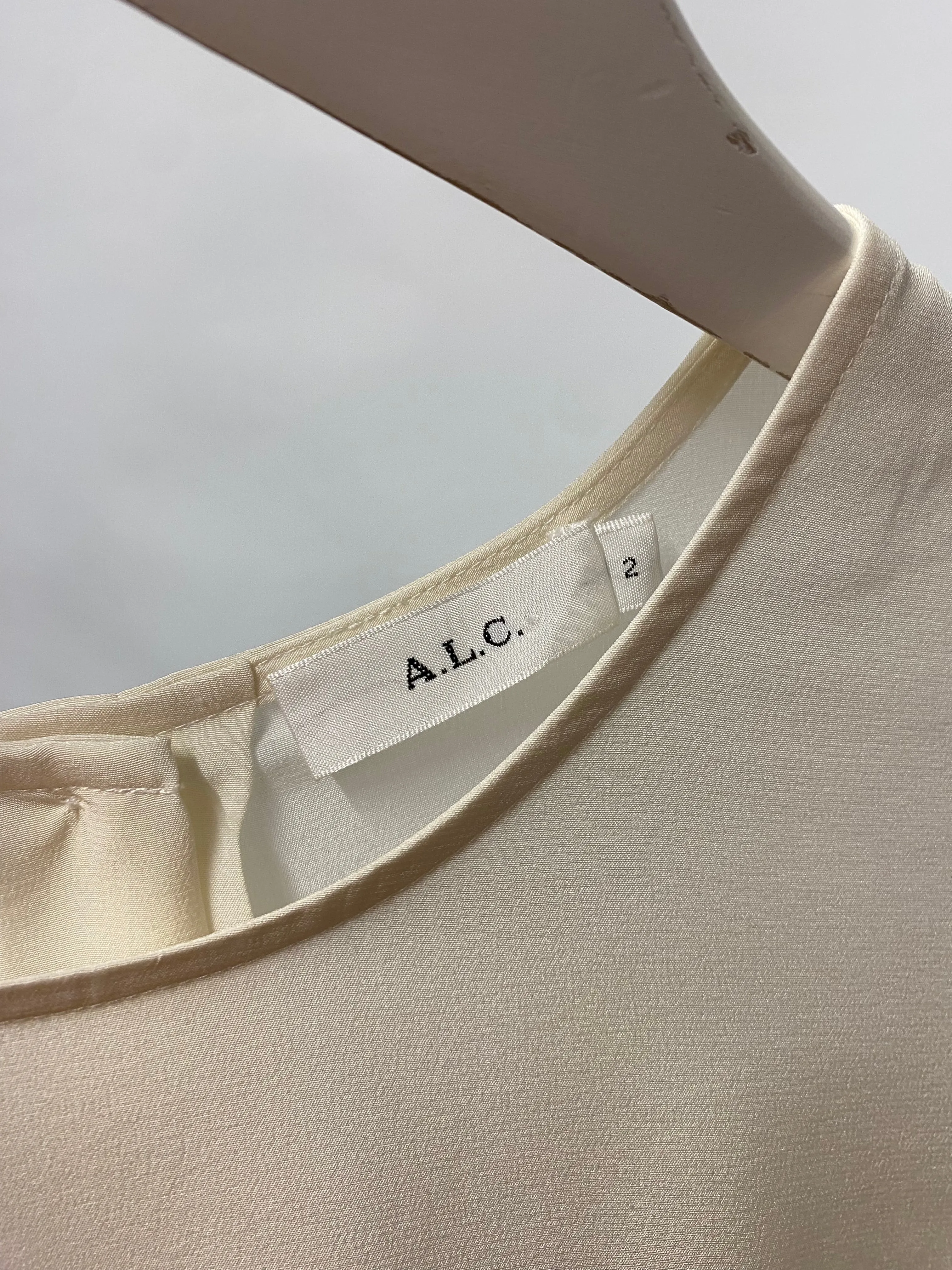 A.L.C Cream Silk Ruffle Sleeve Blouse 2/Small