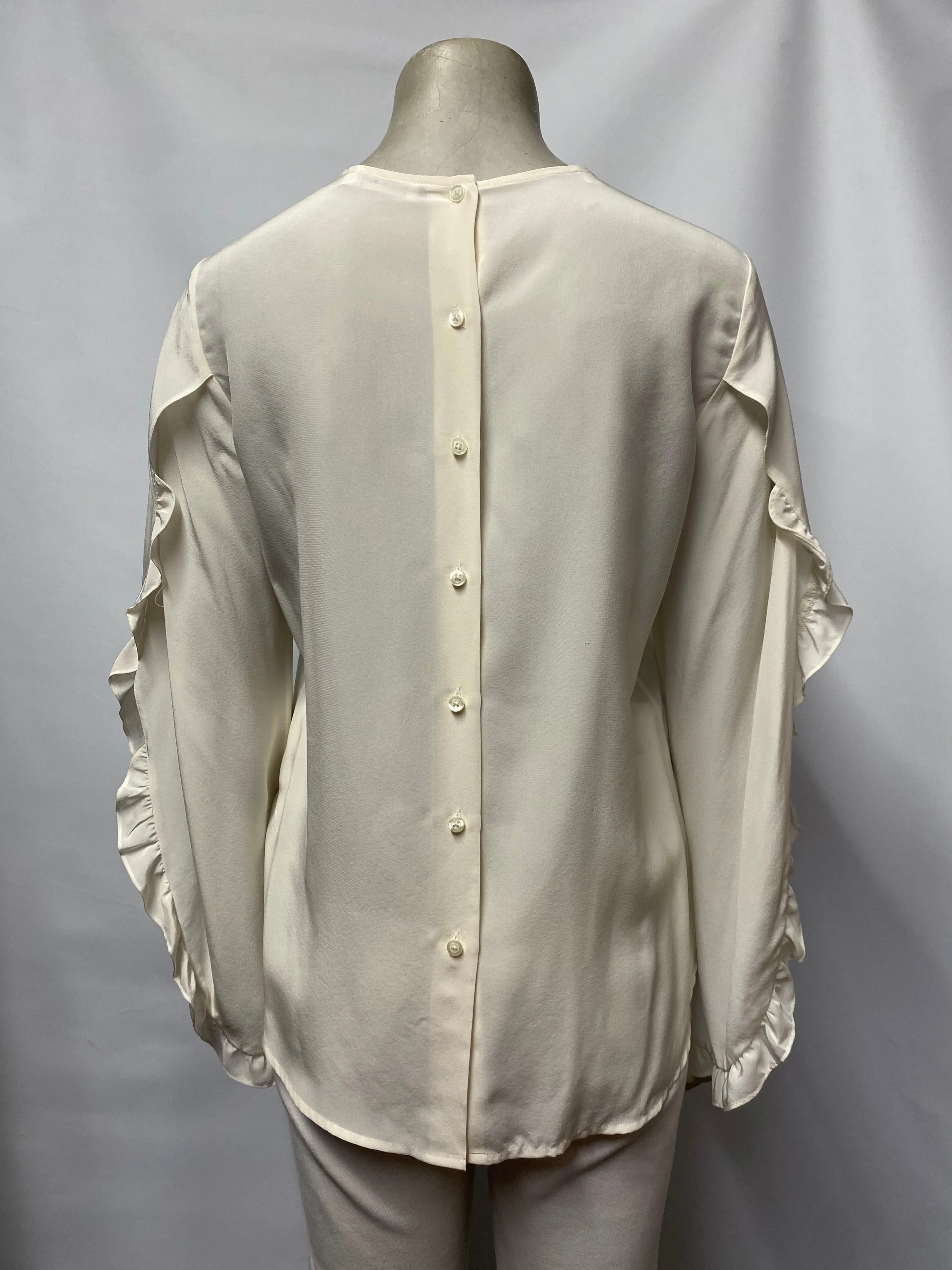 A.L.C Cream Silk Ruffle Sleeve Blouse 2/Small