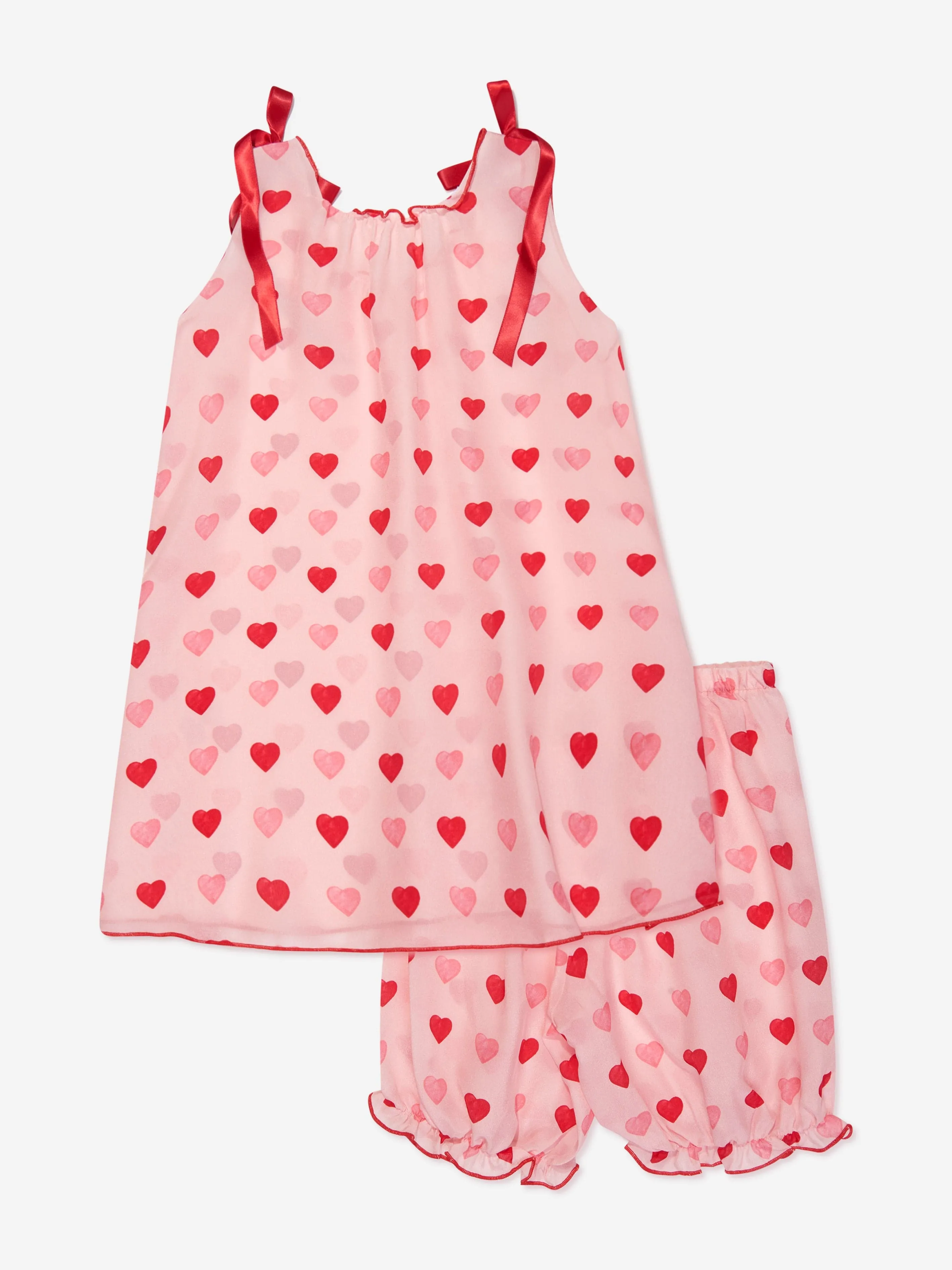 Amiki Children Girls Silk Hearts Sylvia Pyjamas