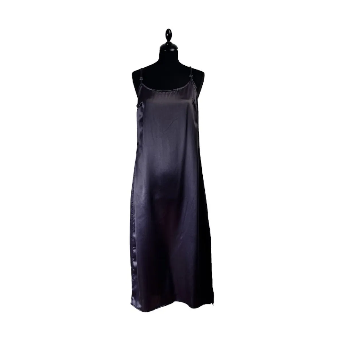 Black Pure Mulberry Silk Long Nightdress