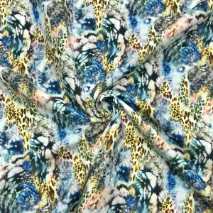 Blue and Yellow Animal Skin Cotton-Touch Polyester Fabric