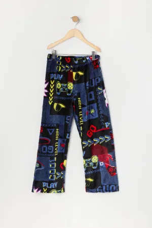 Boys Gamer Print Plush Pajama Pant