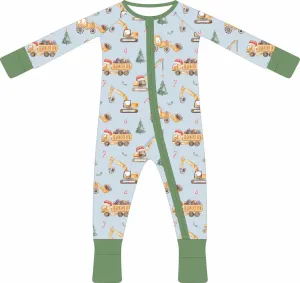 Building Holiday Cheer Christmas Construction Zip Pajama