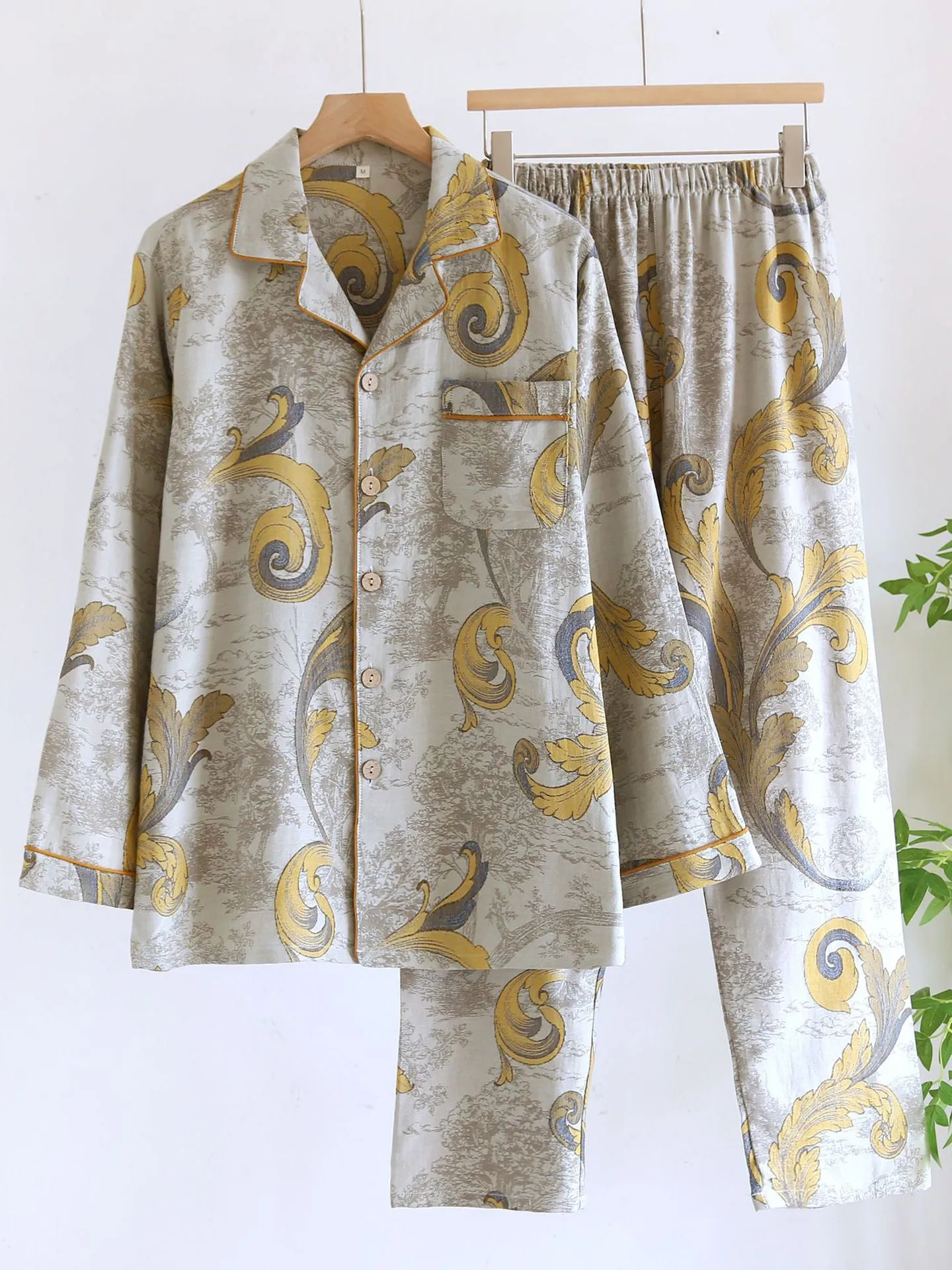 Cotton Jacquard Long Sleeve Pajama Set