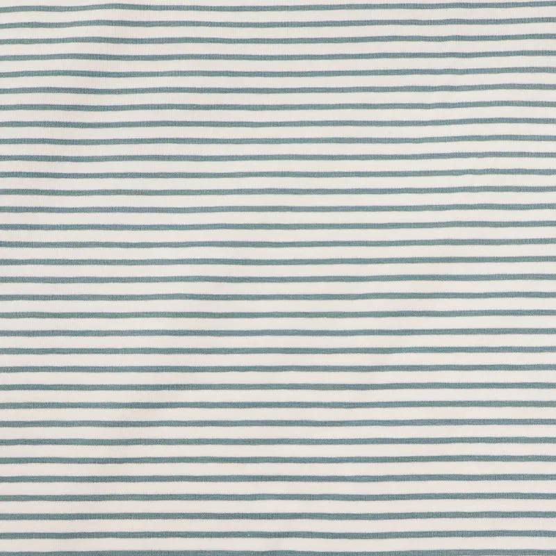 Cotton Stripe Jersey - Duck Egg Blue and Ecru