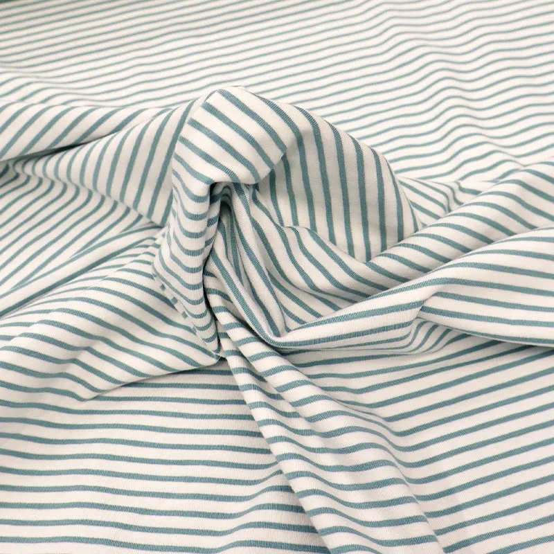 Cotton Stripe Jersey - Duck Egg Blue and Ecru