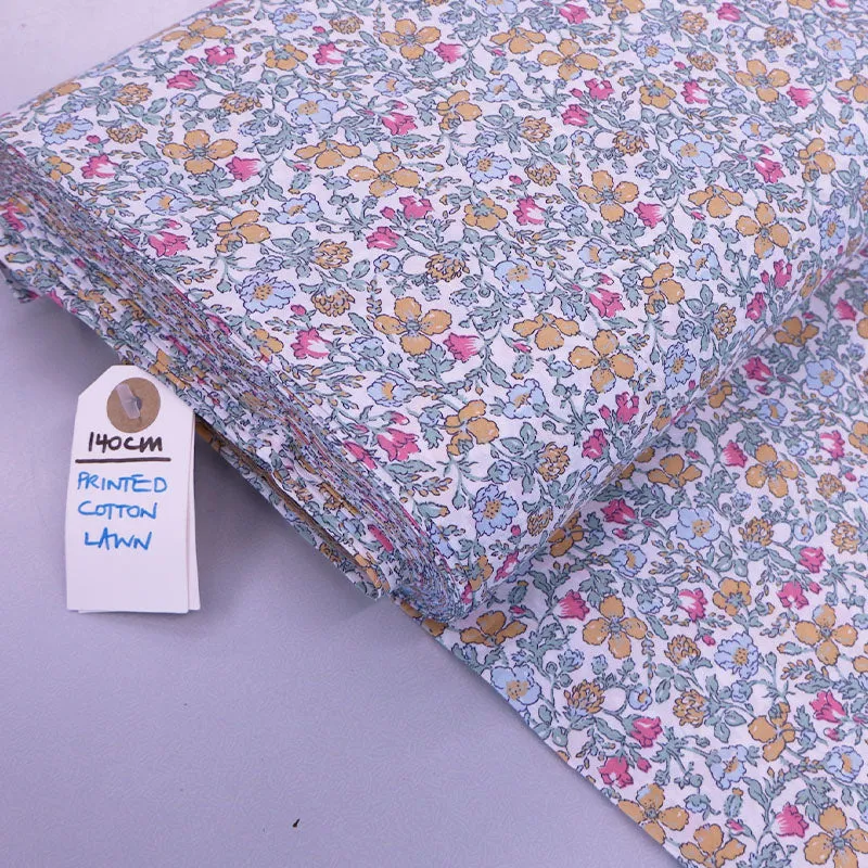 Dressmaking Floral Cotton Lawn - Blossom - Yellow