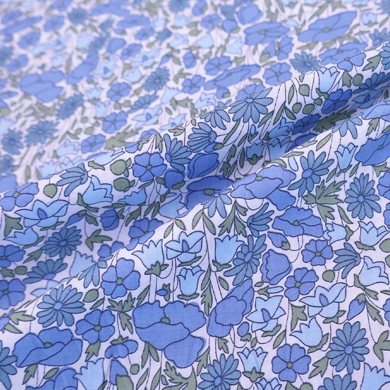 Dressmaking Floral Cotton Lawn - Petal - Blue