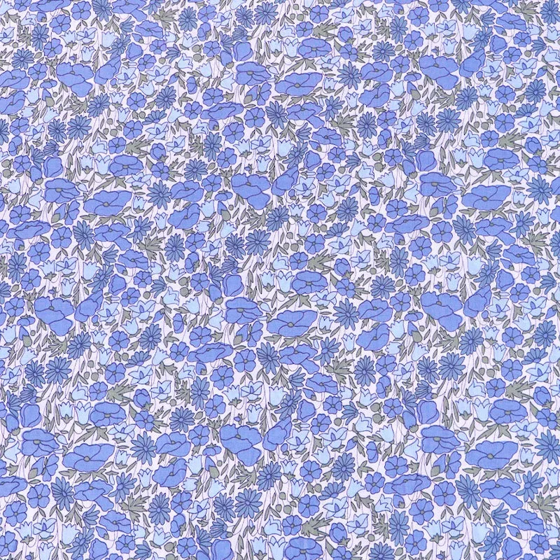 Dressmaking Floral Cotton Lawn - Petal - Blue