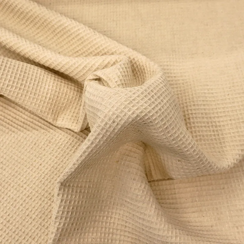 Dressmaking Linen and Cotton Mix Waffle - Natural