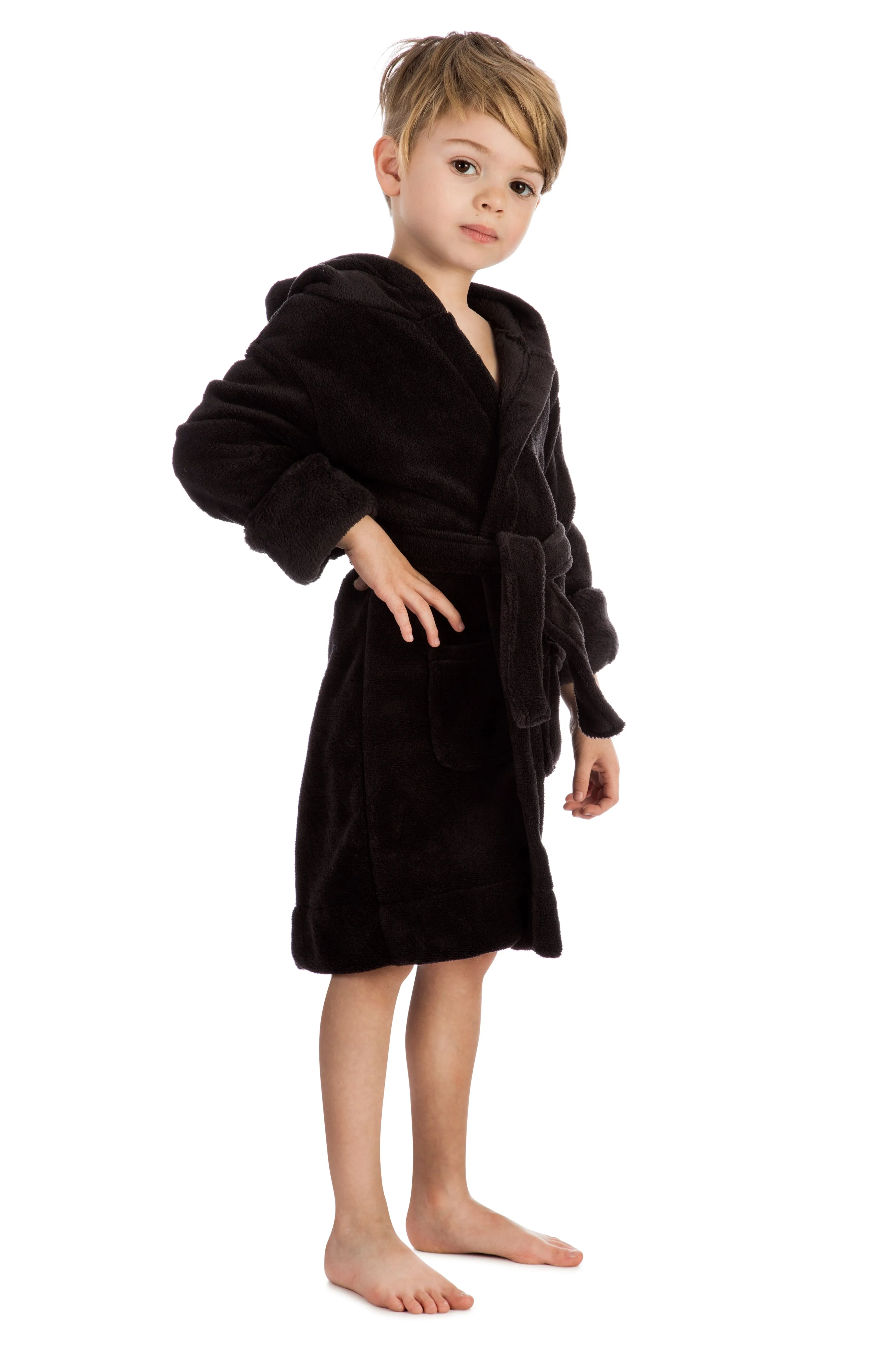 Elowel Boys Girls Hooded Childrens Fleece Sleep Robe Multiple  Colors  Size 2 Toddler -14Y