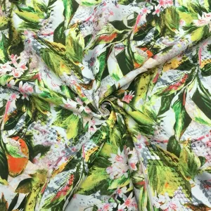 Green Leaves Cotton-Touch Polyester Fabric