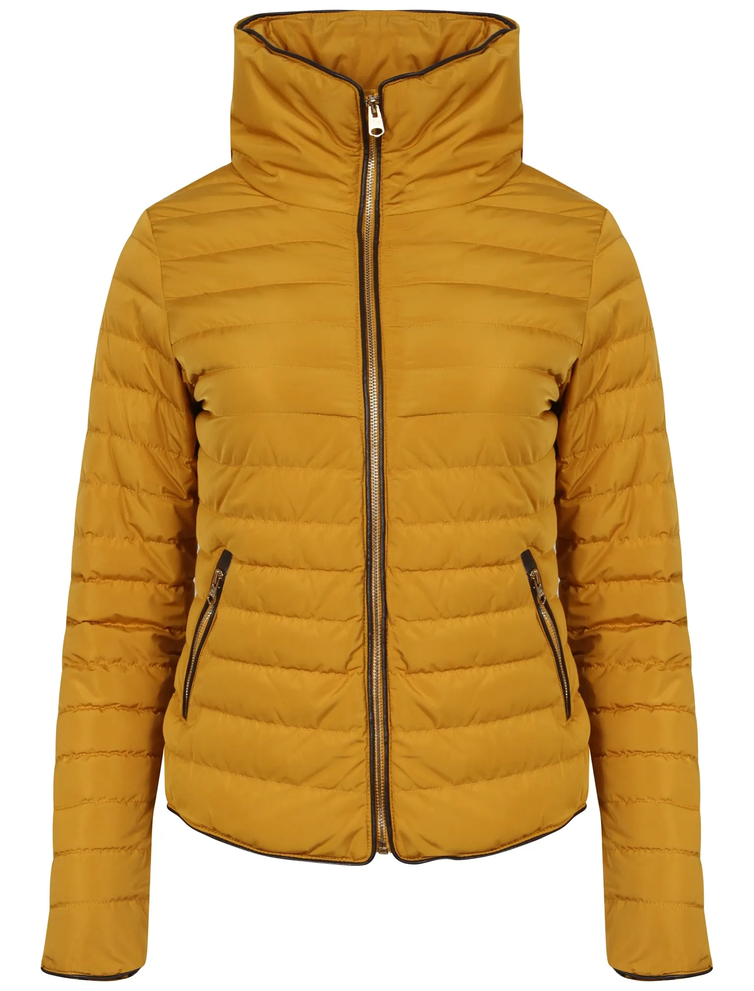 Honey Funnel Neck Quilted Jacket in Old Gold - Tokyo Laundry