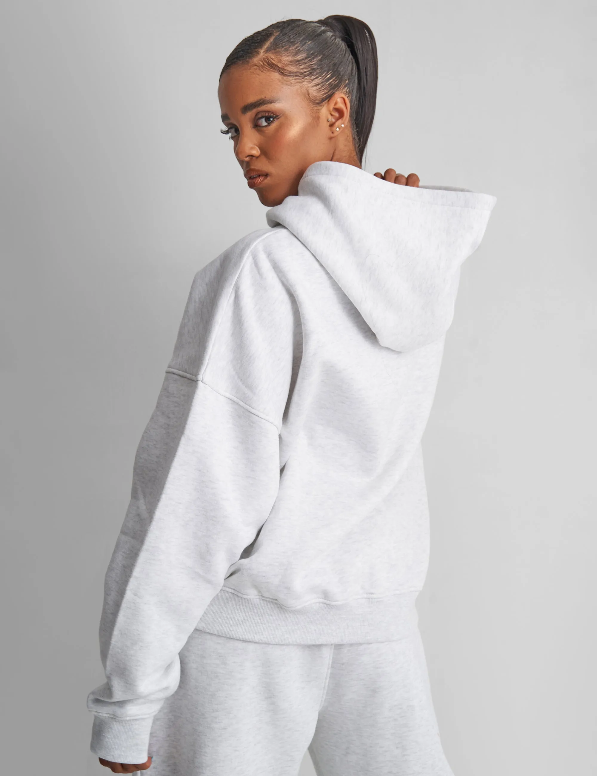 Kaiia Nyc Oversized Hoodie in Grey Marl