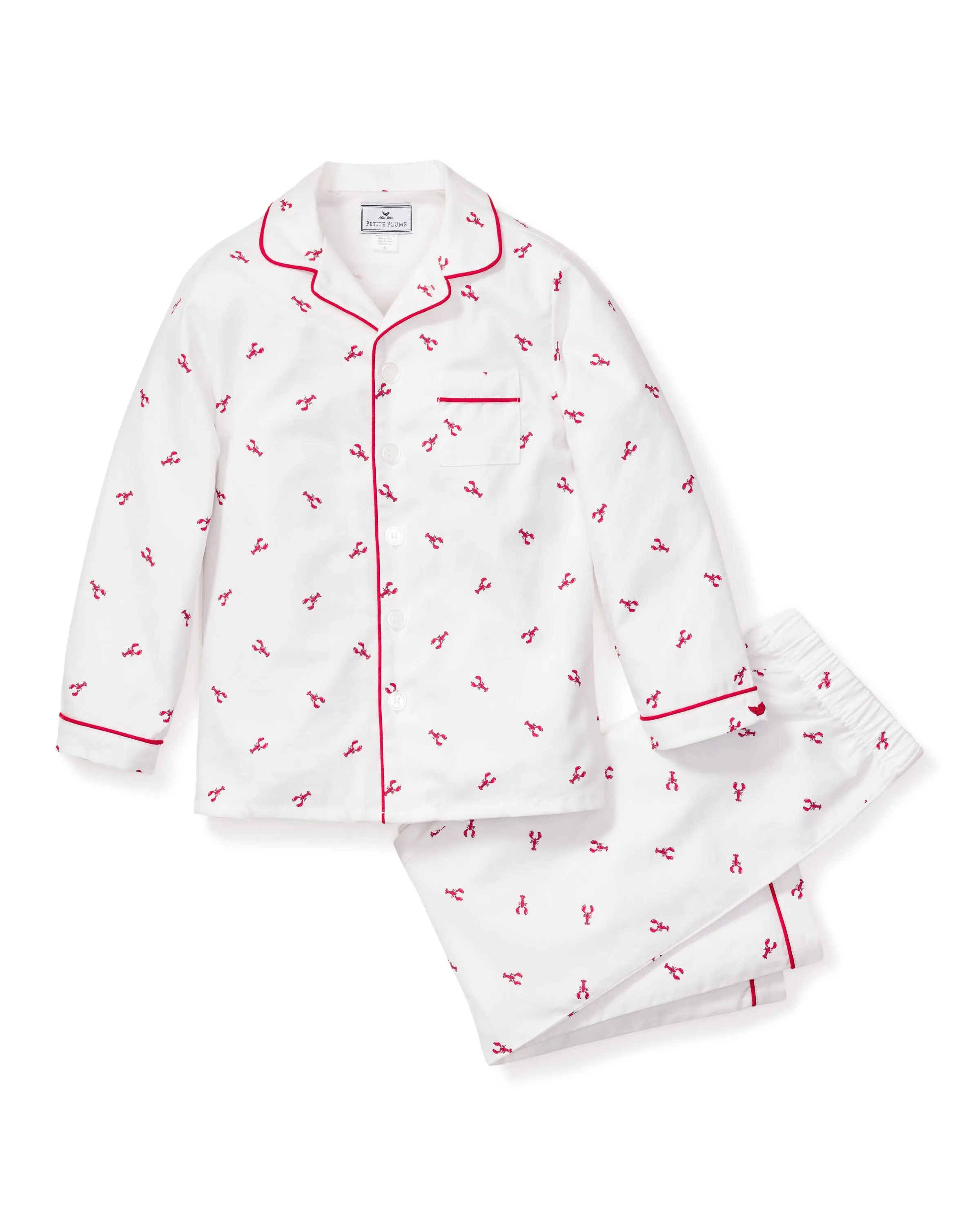 Kid's Twill Pajama Set in Brixham Lobsters