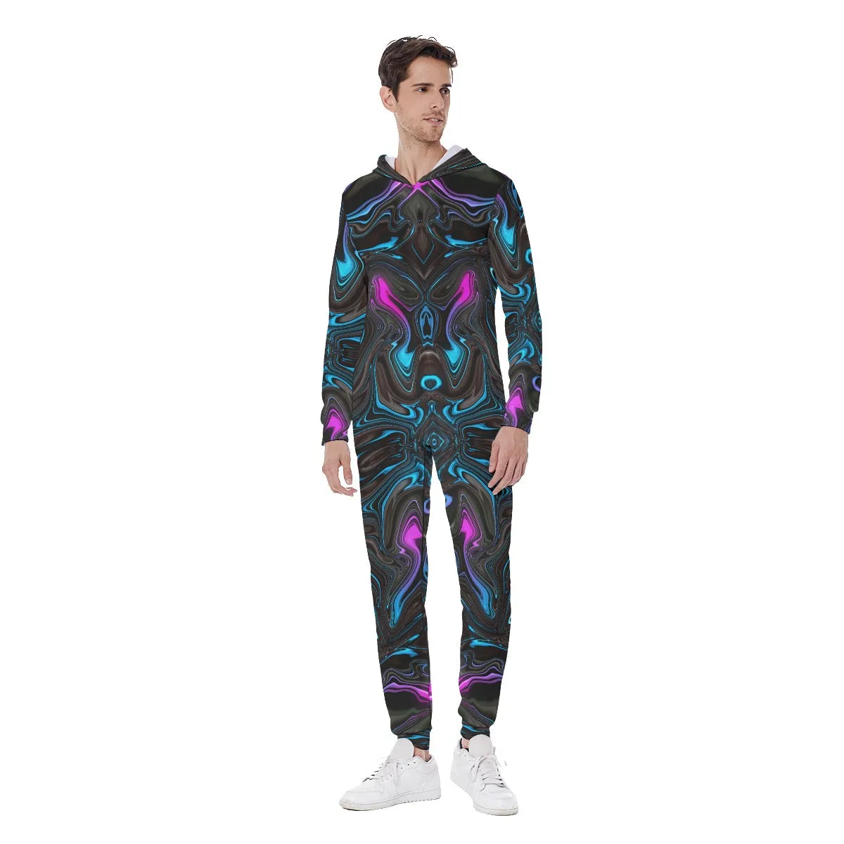 Liquid Sky Men's Hooded Jumpsuit / Bodysuit / Onesie