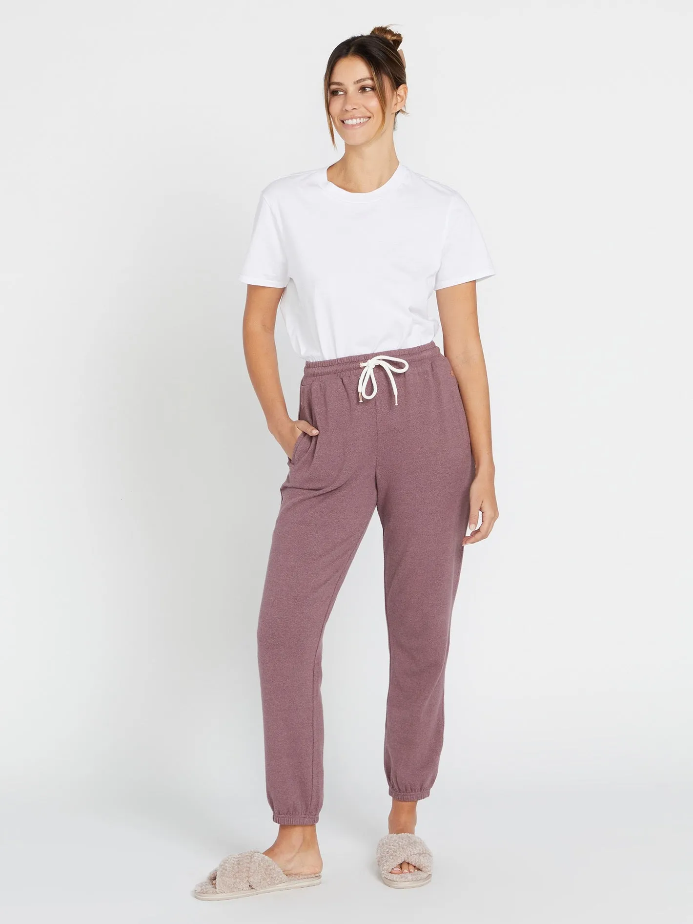 Lived in Lounge Elastic Waist Fleece Pants - Acai