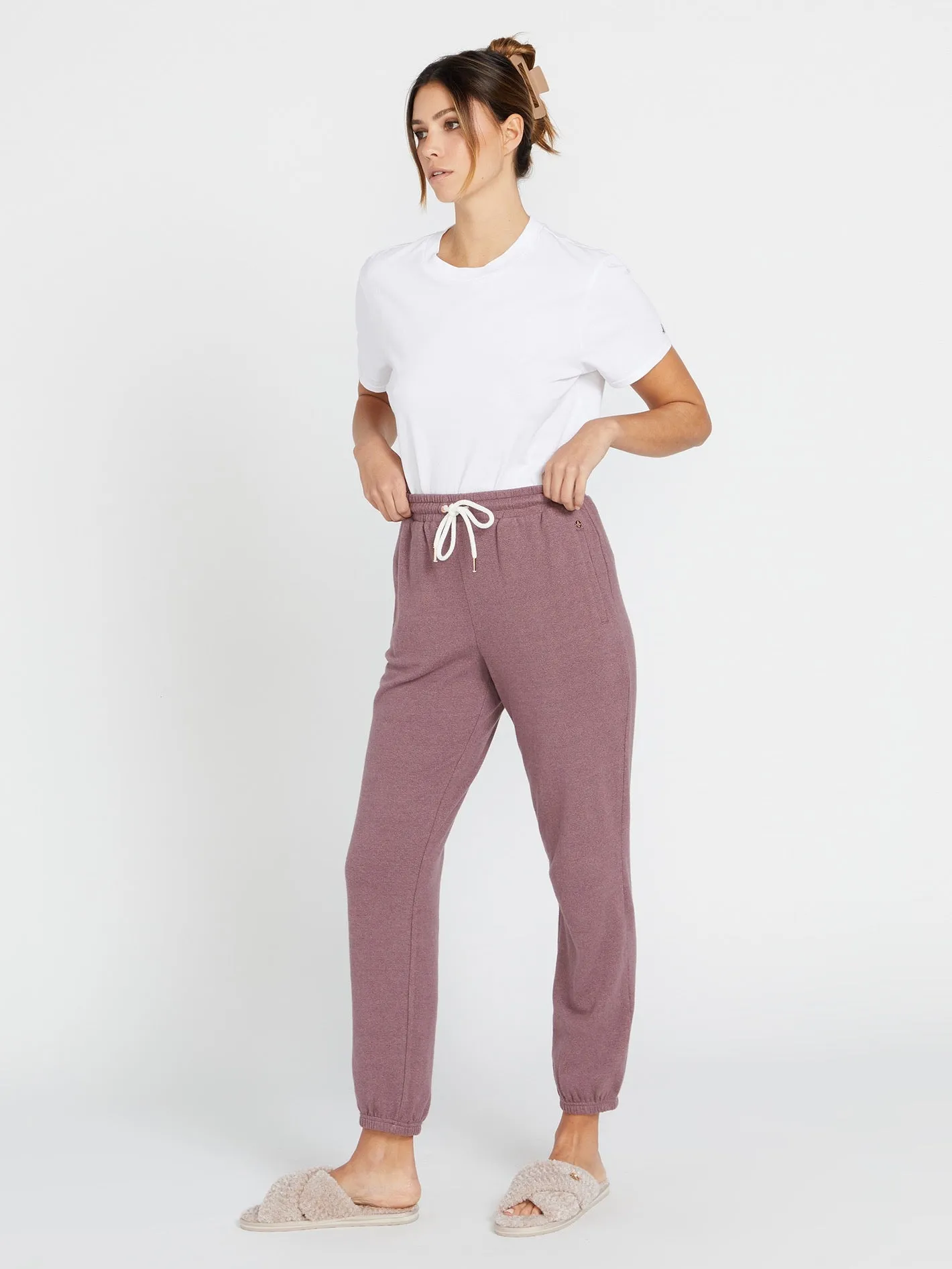 Lived in Lounge Elastic Waist Fleece Pants - Acai