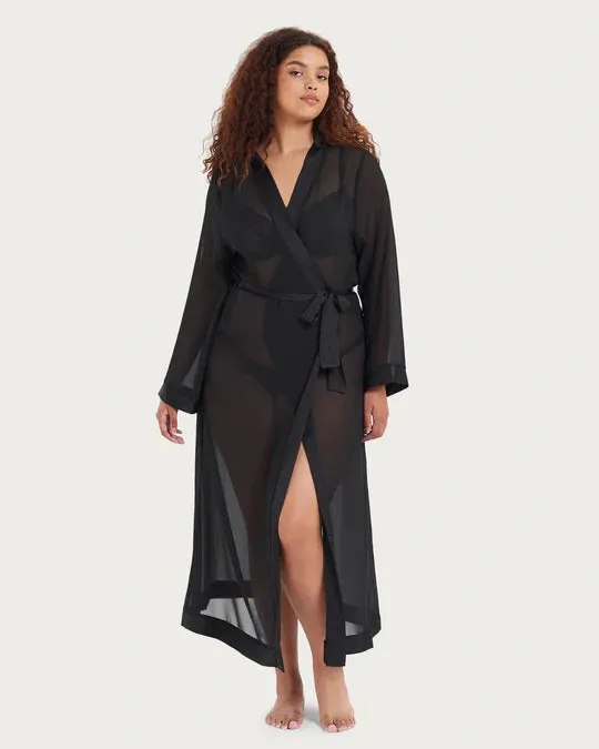 Marcella Long Kimono In Black - Bluebella