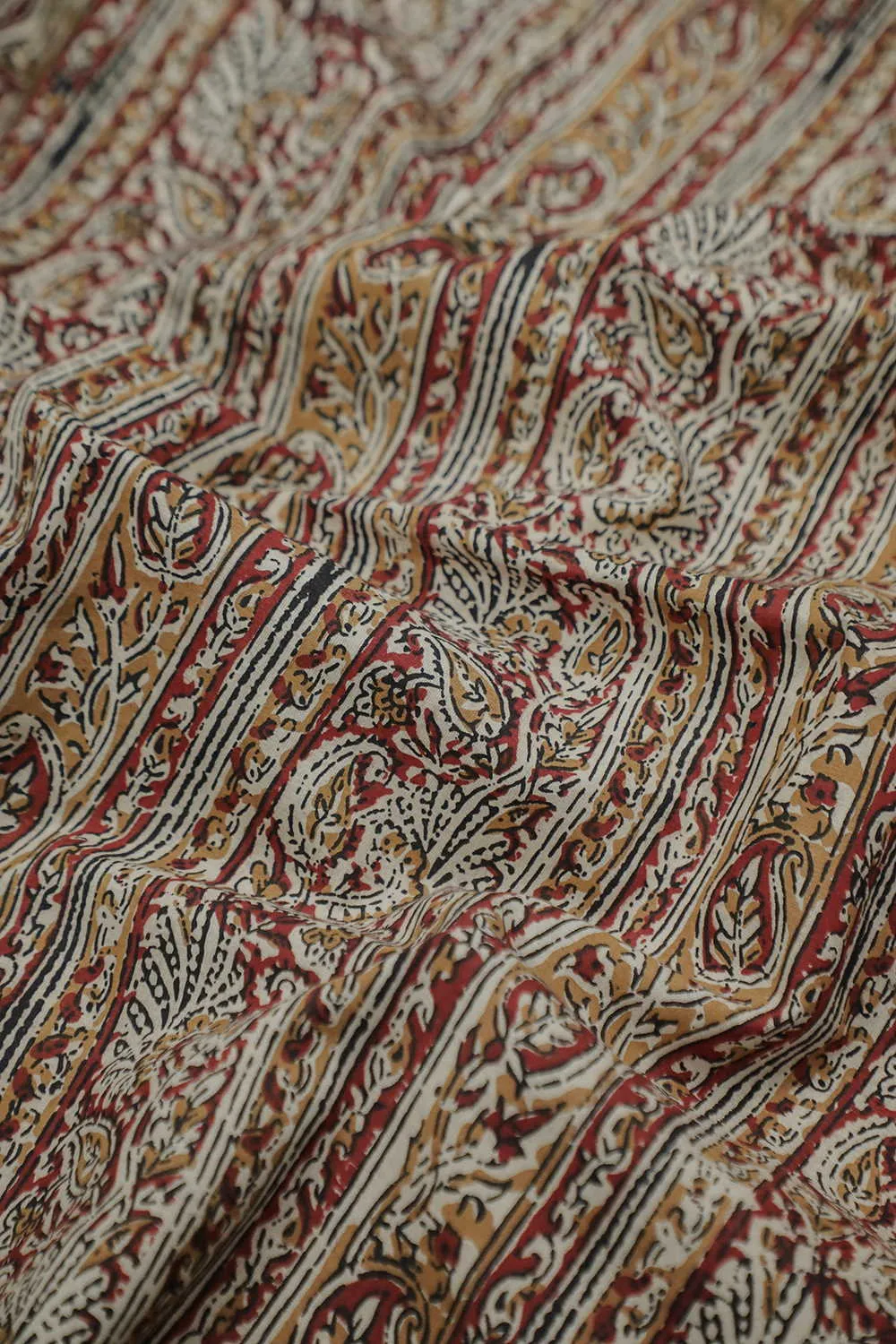 Maroon with Paisley Bagru Cotton Fabric - 0.6m