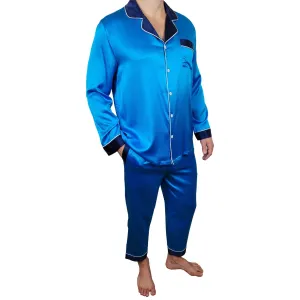 Men's Blue Silk Pajama Set