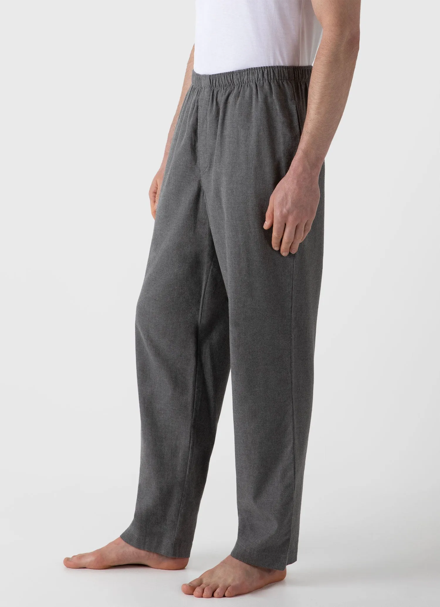 Men's Cotton Flannel Pyjama Set in Mid Grey Melange