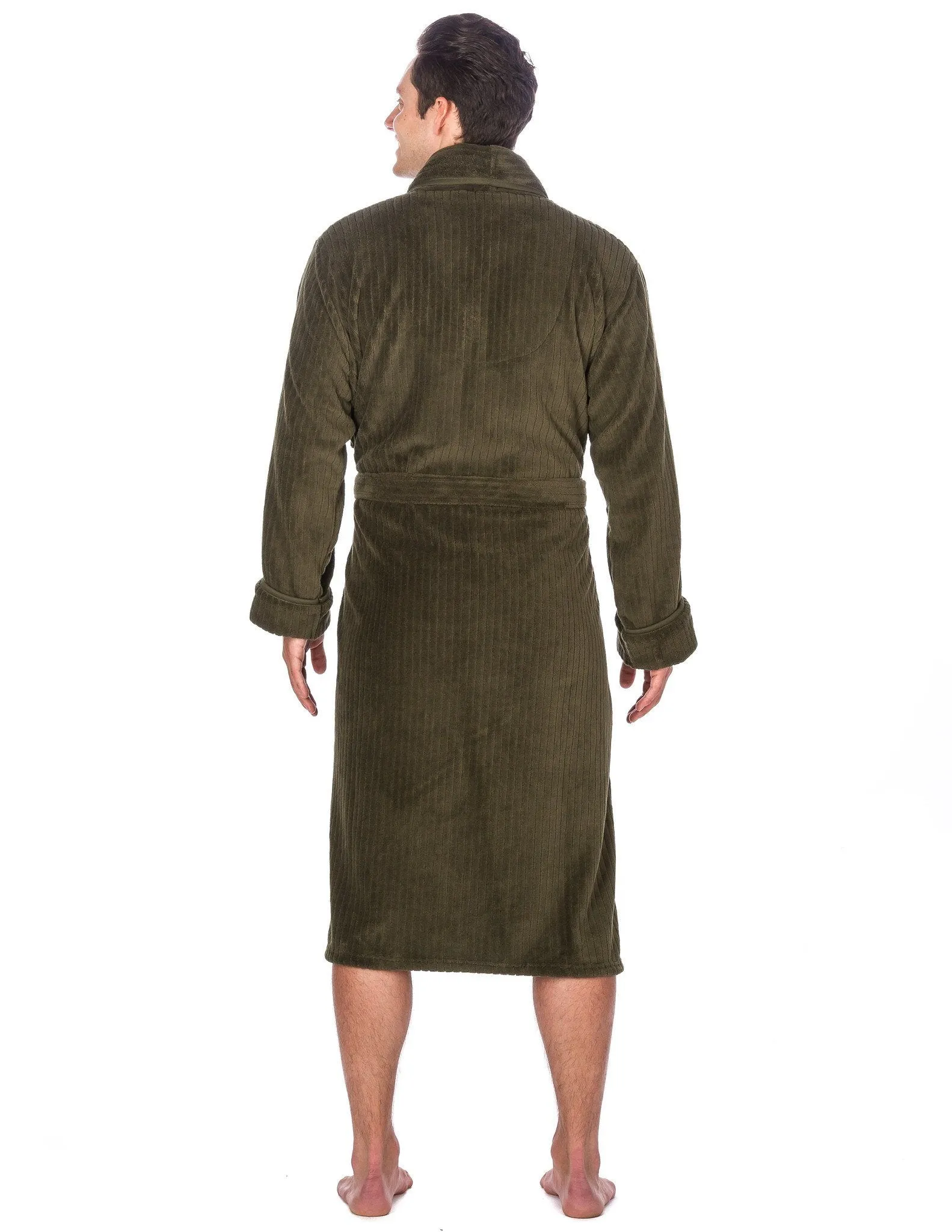 Men's Premium Coral Ffleece Plush Spa/Bath Robe - Olive