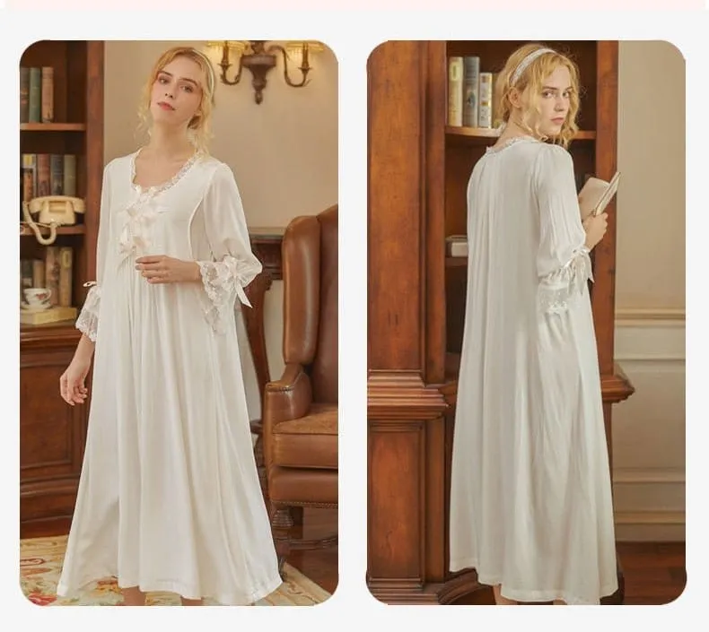 Morning Glory Victorian Sleepwear, S-2XL, White