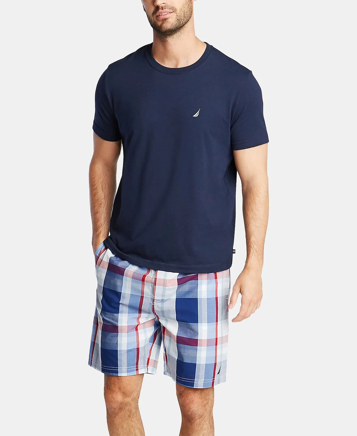 Nautica Men's Cotton Plaid Pajama Shorts