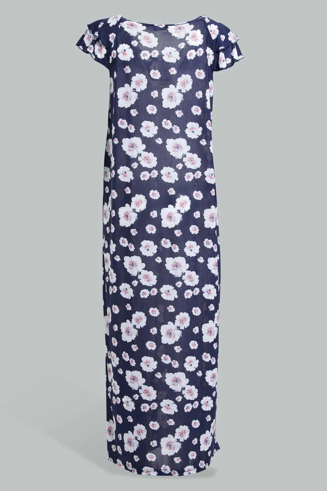 Navy Floral Nightgown For Women