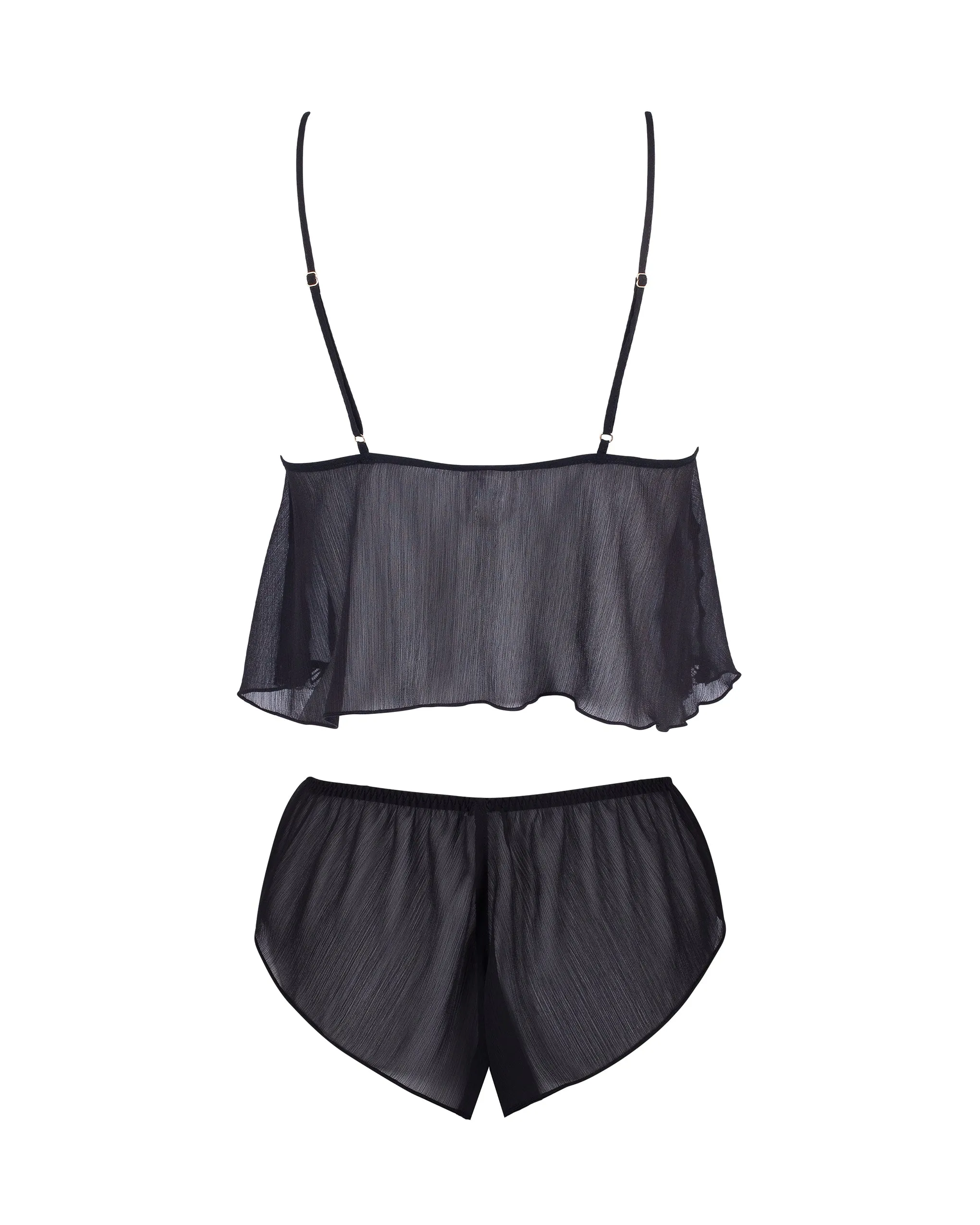 Pia Crop Cami and Short Set Black