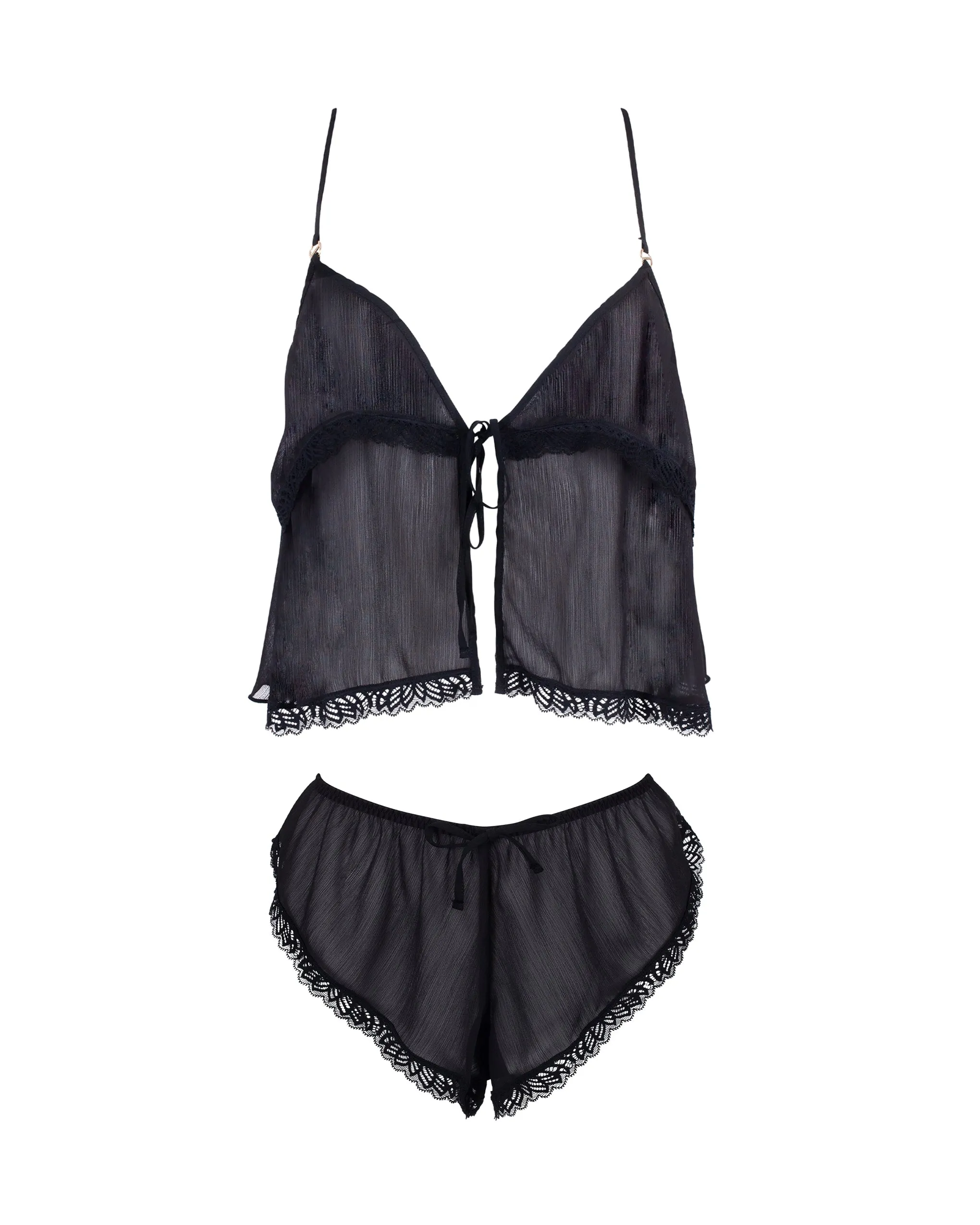 Pia Crop Cami and Short Set Black