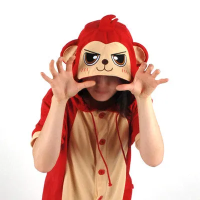 PITaPATs onesie animal jumpsuit costume - short sleeve red monkey