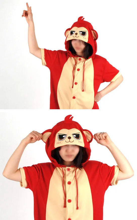 PITaPATs onesie animal jumpsuit costume - short sleeve red monkey