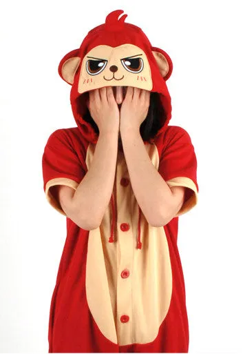 PITaPATs onesie animal jumpsuit costume - short sleeve red monkey