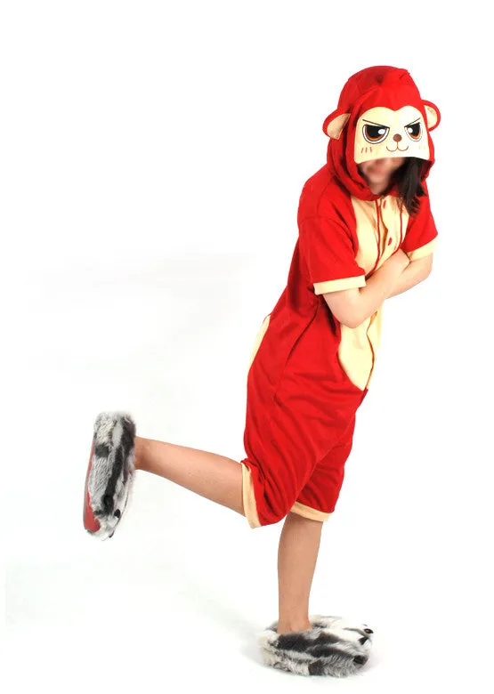 PITaPATs onesie animal jumpsuit costume - short sleeve red monkey