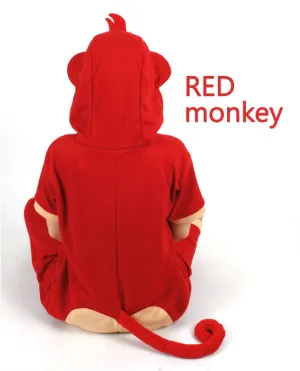 PITaPATs onesie animal jumpsuit costume - short sleeve red monkey