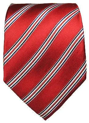 Red, White and Blue Striped Silk Tie and Accessories