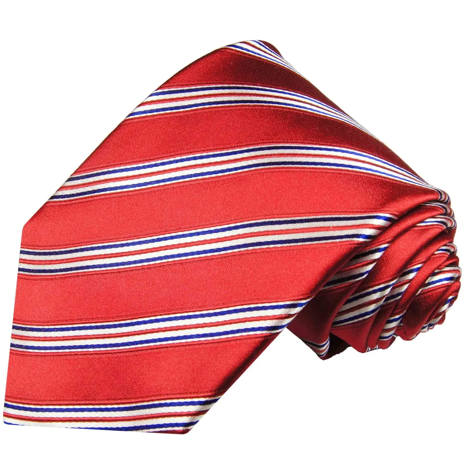 Red, White and Blue Striped Silk Tie and Accessories