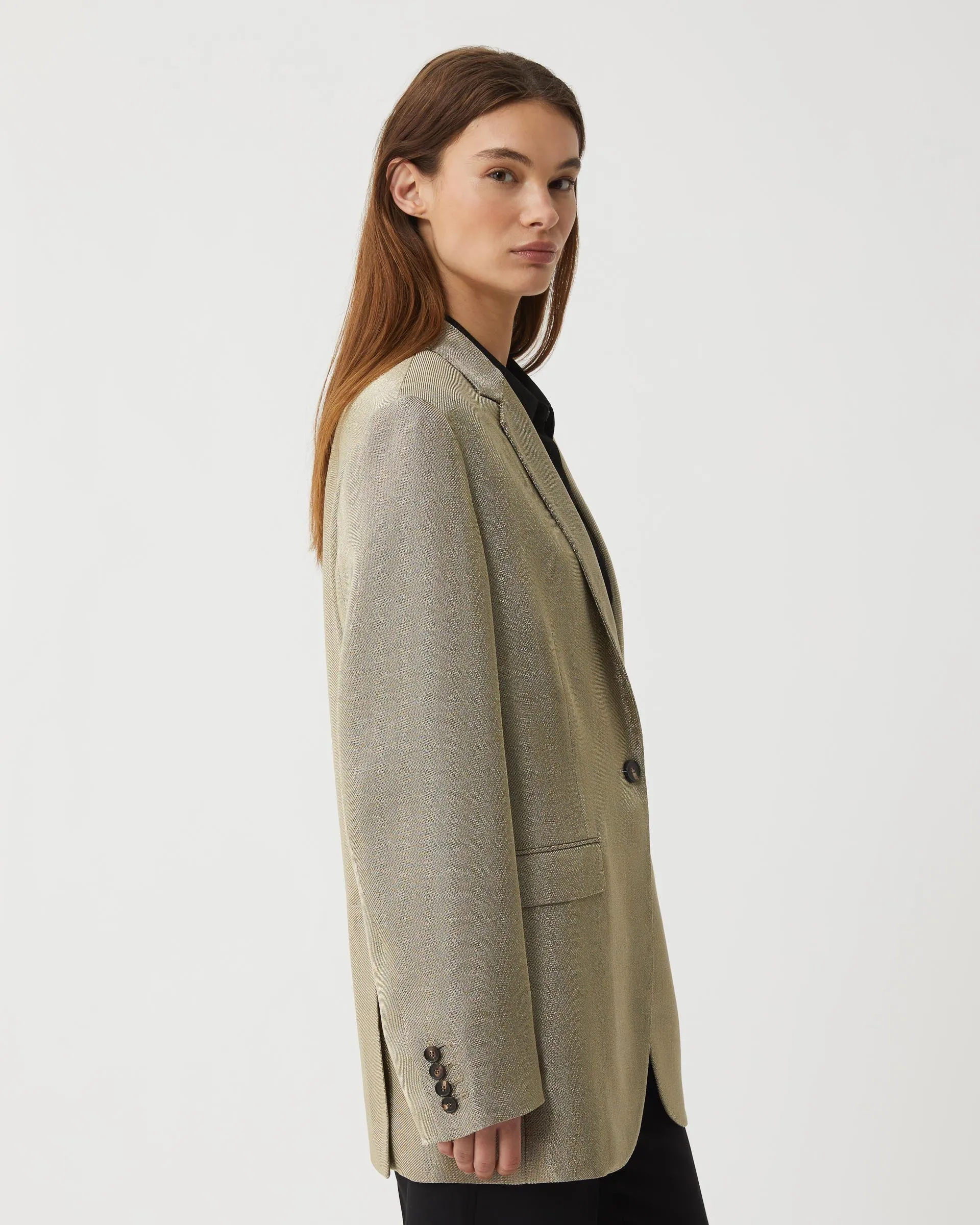 Renata Jacket in Metallic Twill, Gold