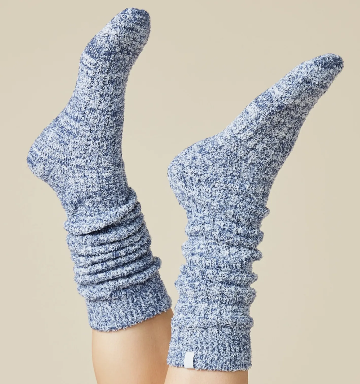 Slouchy Marshmallow Socks with Grippers -Heather Midnight