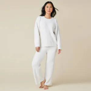 Solid Marshmallow Crew Neck Lounge Set