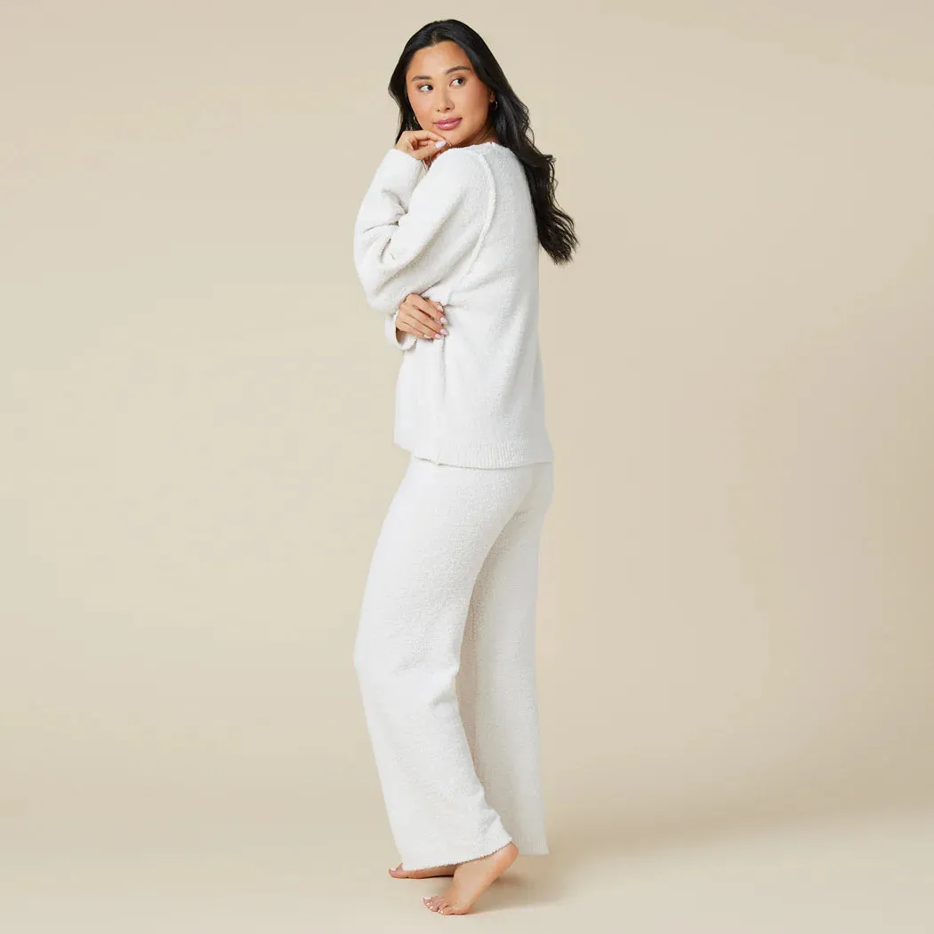 Solid Marshmallow Crew Neck Lounge Set