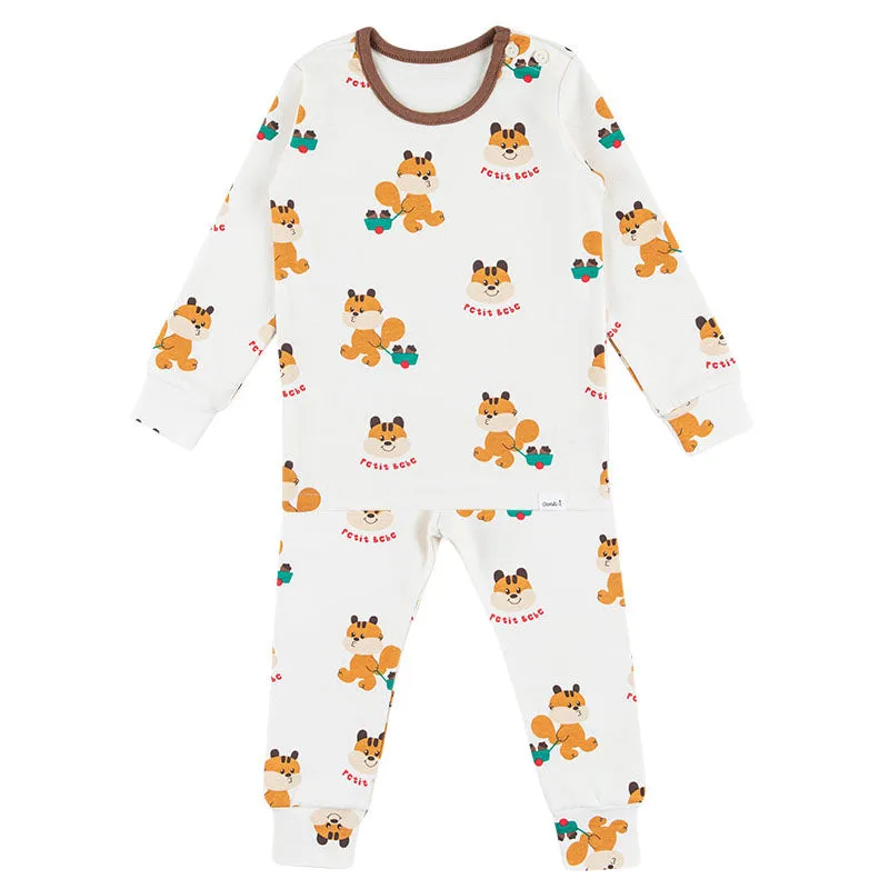 Spandex Brushed Fabric Pajamas Set-Petit Squirrel