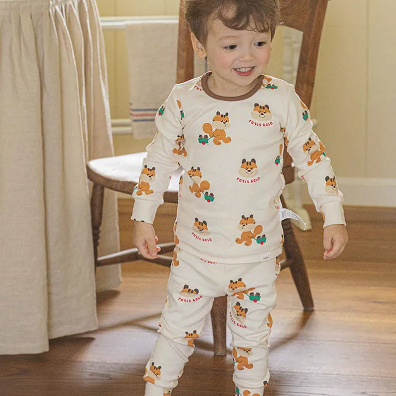 Spandex Brushed Fabric Pajamas Set-Petit Squirrel