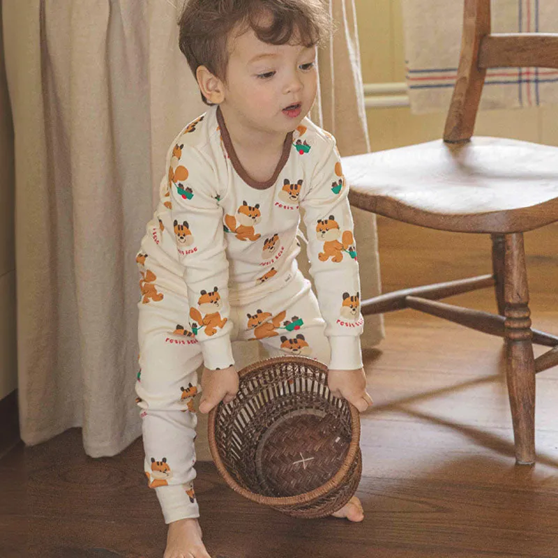 Spandex Brushed Fabric Pajamas Set-Petit Squirrel