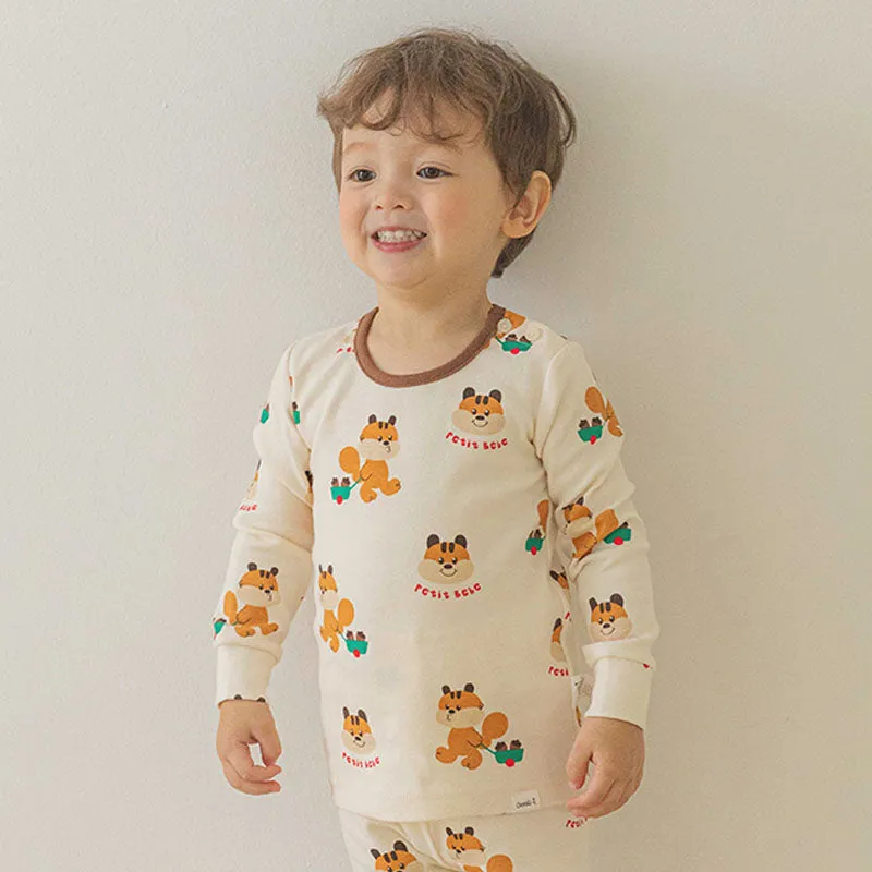 Spandex Brushed Fabric Pajamas Set-Petit Squirrel