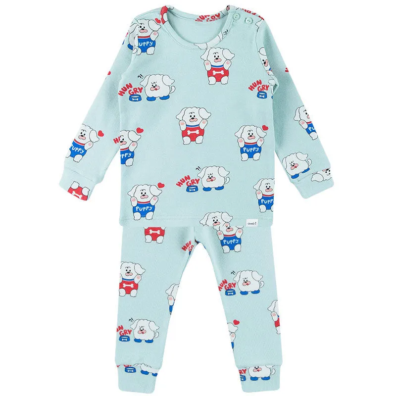 Spandex Brushed Fabric Pajamas Set-Puppy Meal